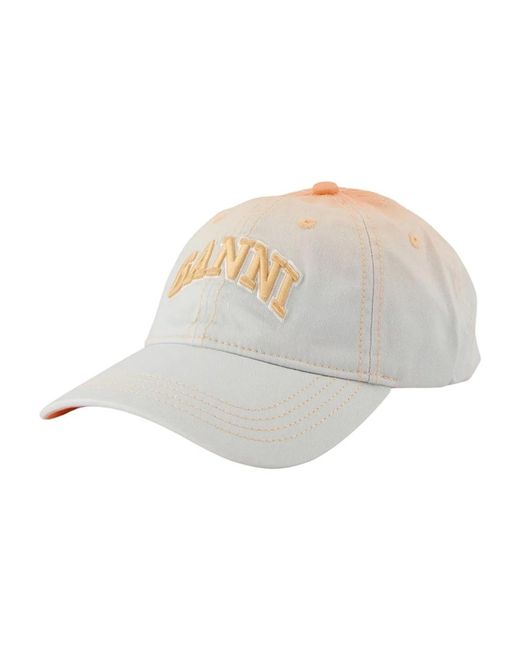 Ganni White Ombré-Effect Logo-Embroidered Baseball Cap
