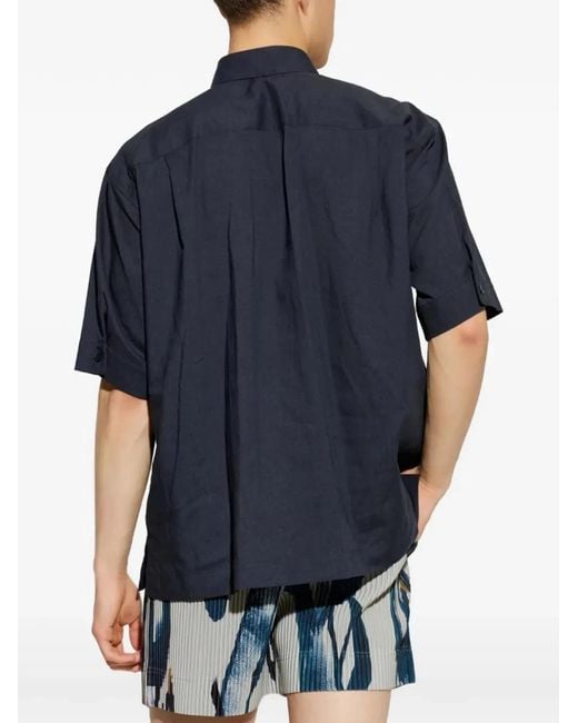 HOMME PLISSÉ Blue Homme Plisse Homme Plisse Issey Miyake Chest-Pocket Short-Sleeve Shirt for men