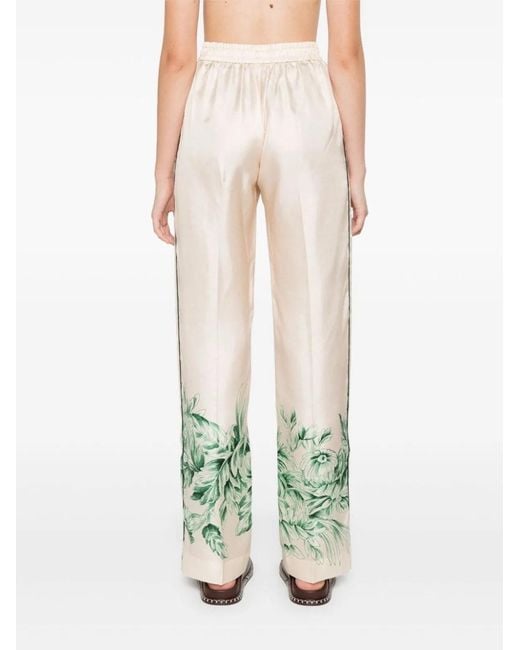 F.R.S For Restless Sleepers White Silk Printed Trousers