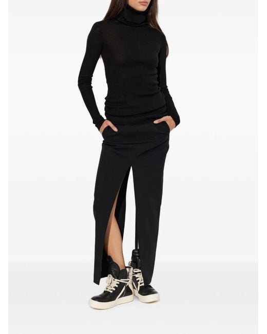 Rick Owens Black Wool Turtle-Neck Sweater
