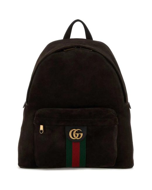Gucci Black Dark Suede Medium Ophidia Backpack for men