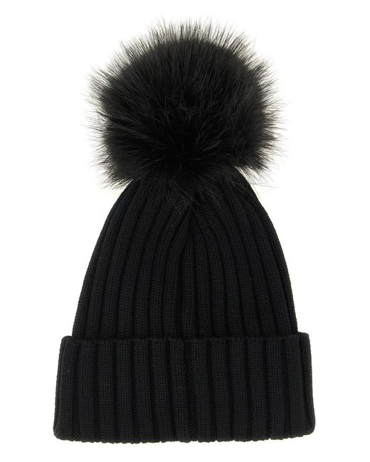 Moncler Black Pompon Wool Beanie