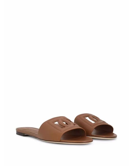 Dolce & Gabbana Brown Dolce & Gabbana Ciabatta Flat