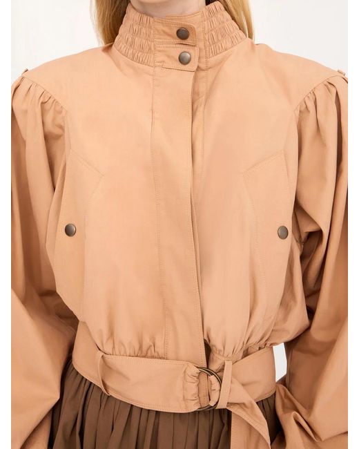 Chloé Brown Belted Puff-Sleeve Jacket