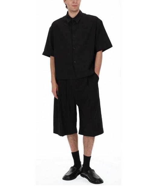 Studio Nicholson Black Cotton Linen Shirt for men