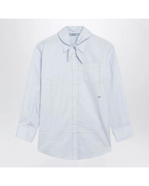 Prada White Cotton Shirt With Scarf