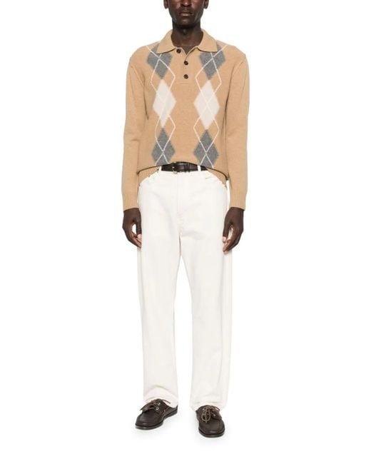 Paolo Pecora Natural Multicolour Virgin Wool Polo for men