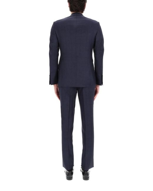 Tom Ford Blue Grand Overcheck Shelton Suit for men