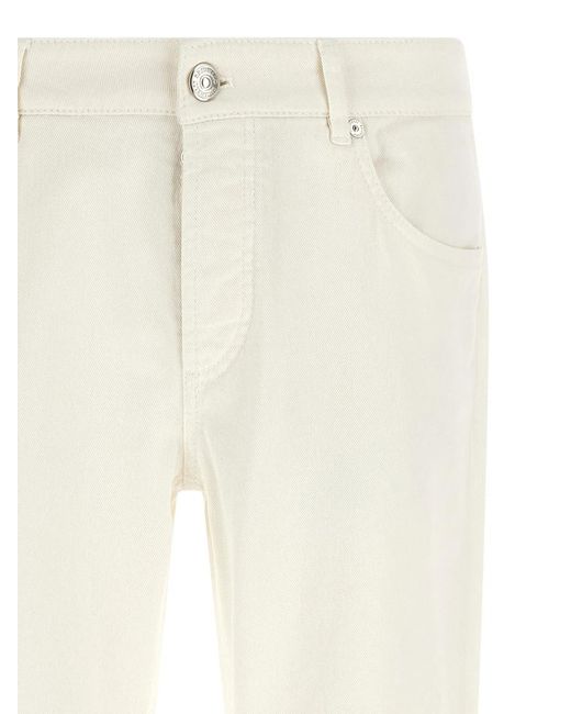 Brunello Cucinelli White Traditional Fit Jeans for men