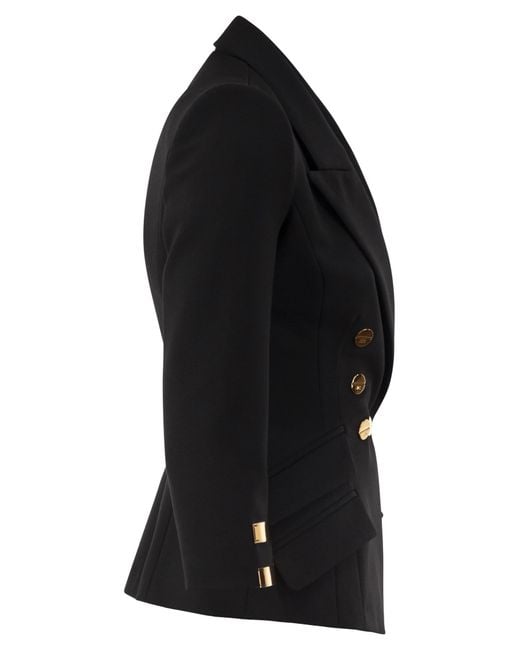 Elisabetta Franchi Black Double-Breasted Blazer With Logo Details