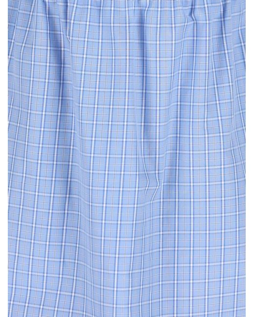 Miu Miu Blue Plaid-Pattern Popeline Mini Dress