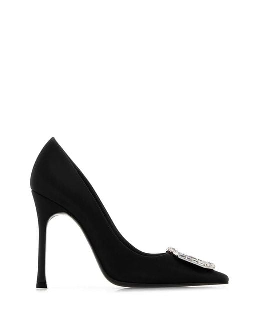 AMINA MUADDI Black Camelia Pump 105 Satin + Buckle 105 Mm