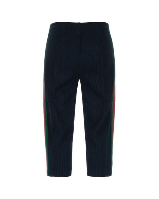Gucci Blue Ribbed Cotton Jersey Pants With Web, Japan