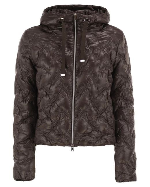 Herno Black Diamond-Quilted Hooded Down Jacket