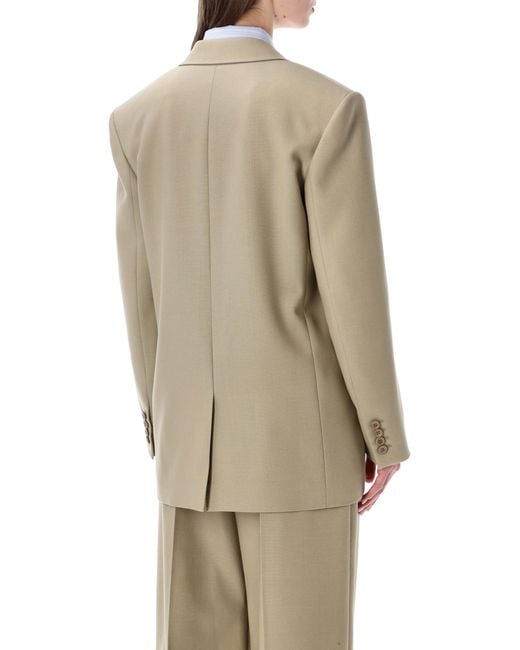 Saint Laurent Natural Single-Breasted Wool-Silk Blazer