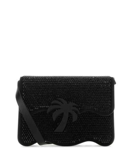 Palm Angels Black Embellished Suede Palm Beach Crossbody Bag