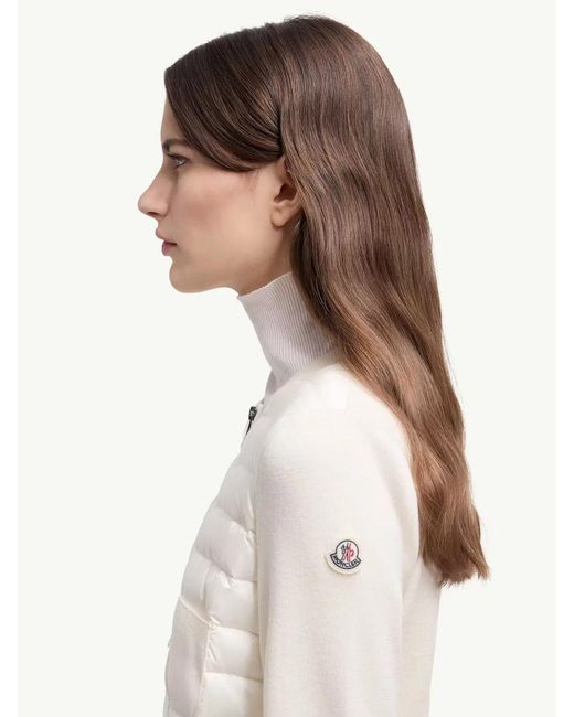 Moncler White Wool And Nylon Padded Cardigan