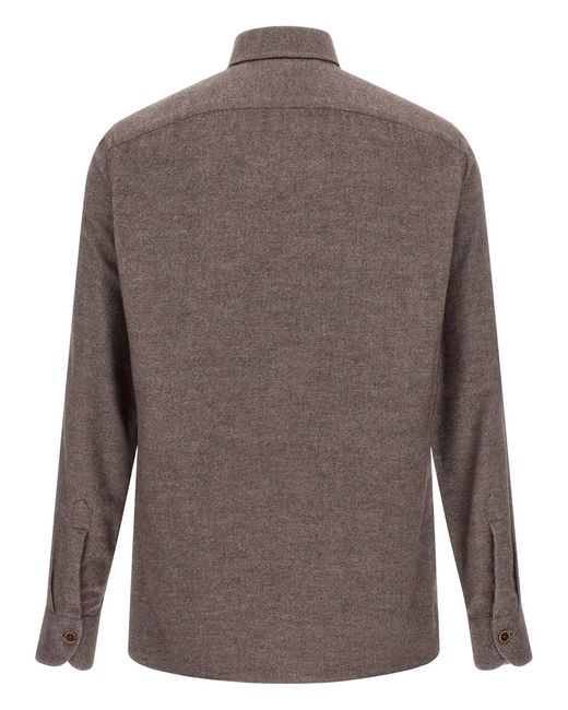 Borriello Brown Flannel Shirt for men