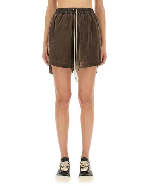 Rick Owens Natural Viscose And Cupro Shorts