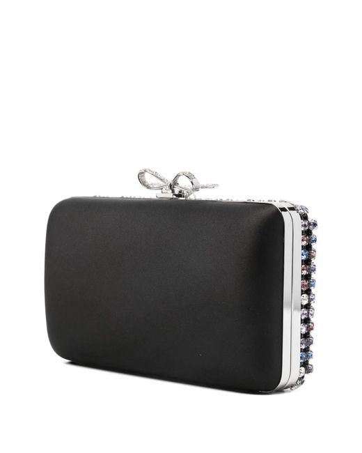 Self-Portrait Gray Crystal Embellished Clutch