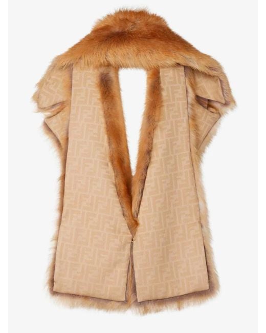 Fendi Brown Shearling Scarf