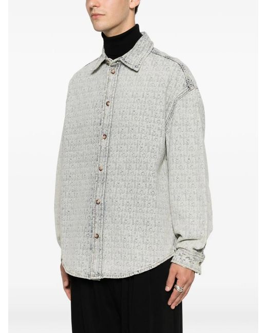 Emporio Armani Gray Printed Cotton Shirt for men