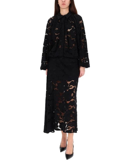 Patou Black Lace Midi Skirt