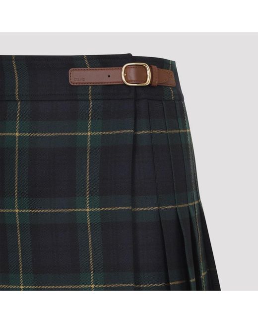 Céline Blue Wool Mini Skirt