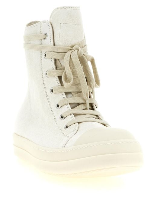 Rick Owens Natural Lamb Leather High Top Sneakers for men