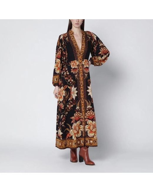Farm Rio Brown “Majestic Garden” Long Dress