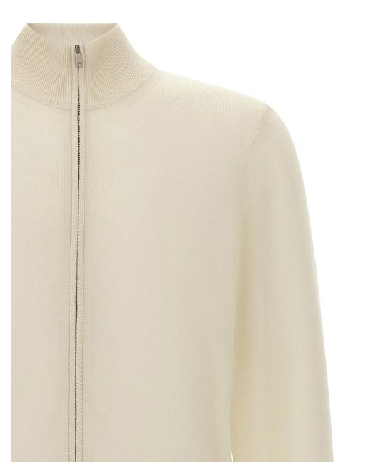 Boss White Shaved Knit Cardigan for men