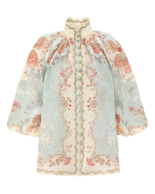 Zimmermann White Daylight Puff-Sleeves Blouse