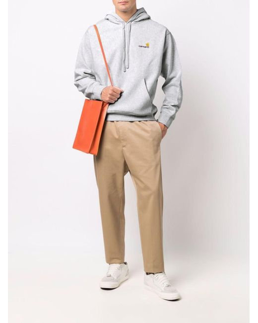 Carhartt White Logo Cotton Hoodie for men