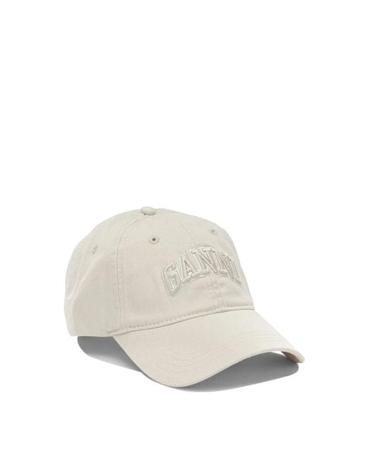 Ganni White Baseball Cap With Logo
