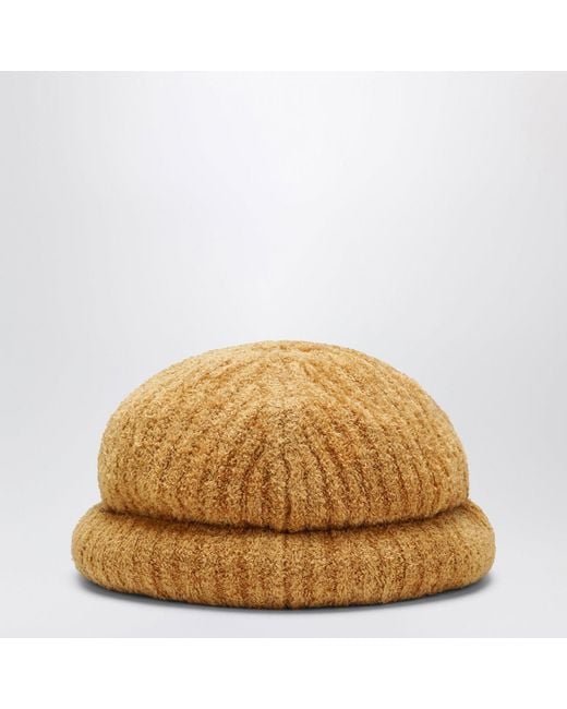 Loro Piana Metallic Wisteria Soft Mocha Camel Silk Beanie