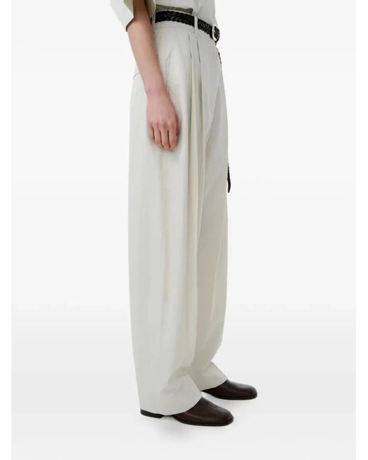 Studio Nicholson White "Acuna" Double Pleat Front Pant
