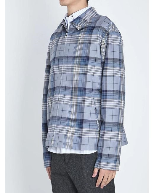 Dior Blue Zippered Check Shirt for men
