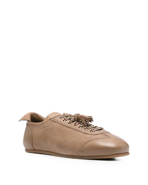 Fabiana Filippi Brown Leather Sneakers