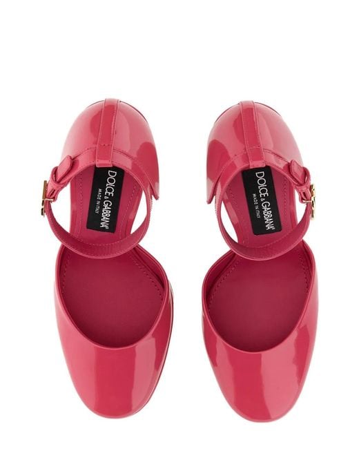 Dolce & Gabbana Pink Dolce & Gabbana Glossy Leather Platform Pumps