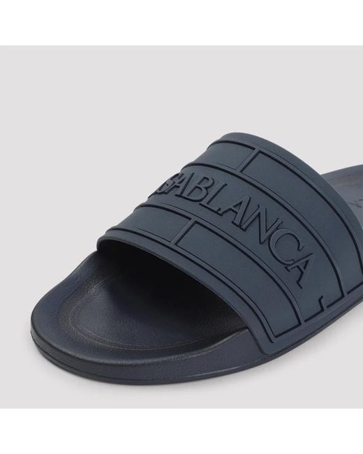 Casablanca Blue Logo-Embossed Sliders for men