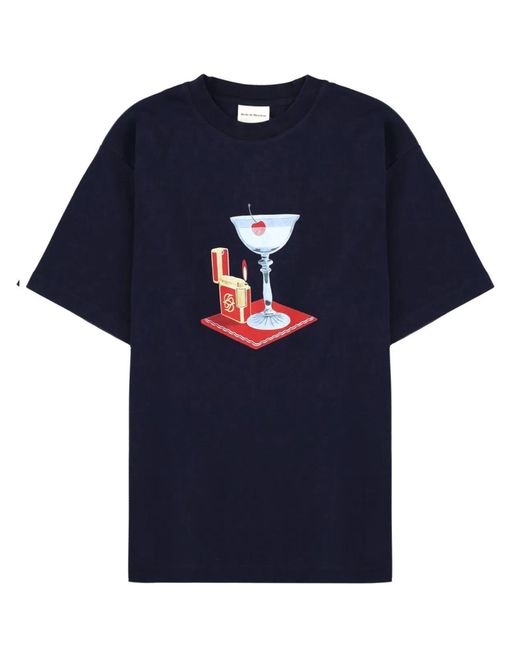 Drole de Monsieur Blue Cotton T-Shirt for men
