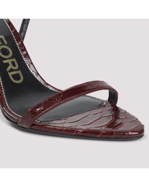 Tom Ford White Semi Shiny Printed Python Sandal