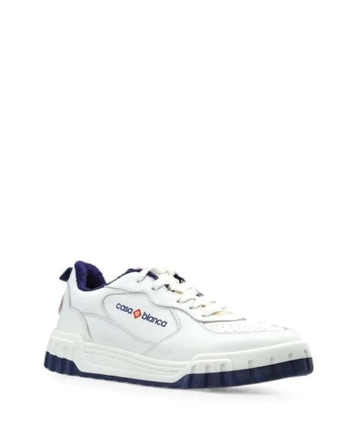 Casablanca White Logo-Patch Leather Sneakers for men