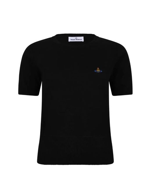 Vivienne Westwood Black T-Shirt With Orb Embroidery