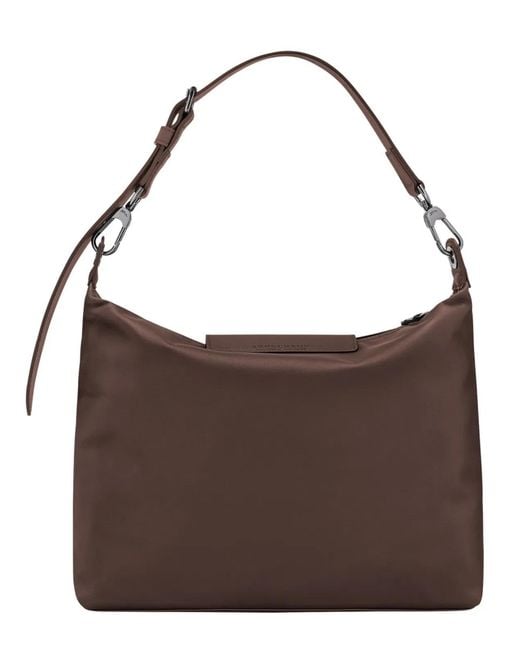 Longchamp Brown Medium Nylon Shoulder Bag 31.5 Cm X 25 Cm X 11 Cm