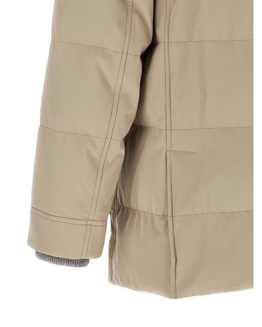 Brunello Cucinelli Natural Quilted Parka for men