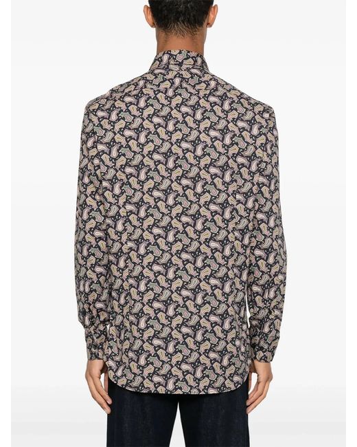 Etro Gray Cotton Stretch Shirt for men