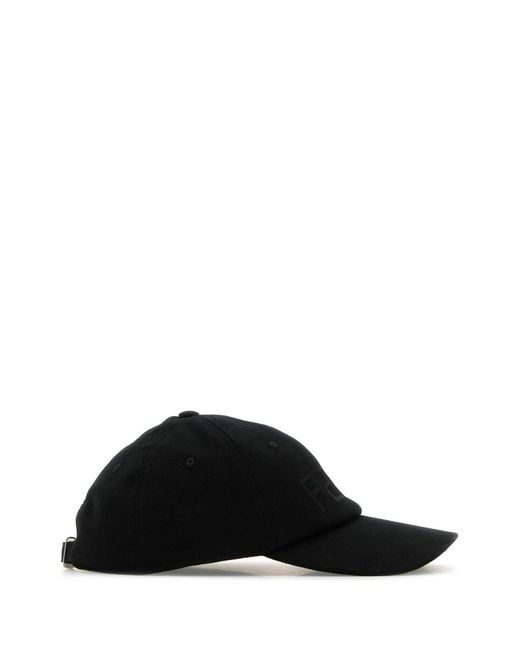 Fendi Black Stretch Cotton Baseball Cap for men