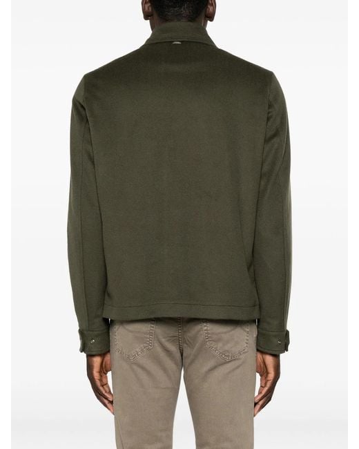 Herno Green Button-Up Chest-Pocket Jacket for men