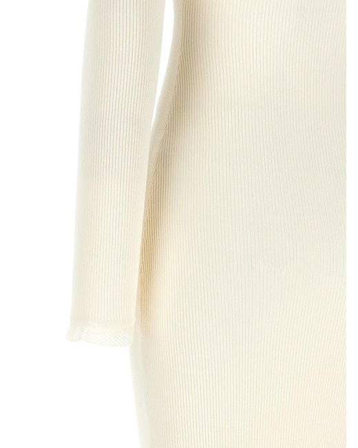 Elisabetta Franchi White Ribbed Knit Dress